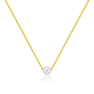 4.5mm White Freshwater Pearl Pendant with 13" Adjustable Cable Chain