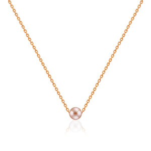4.5mm Pink Freshwater Pearl Pendant with 13″ Adjustable Cable Chain - 14K White Gold Hawaiian Jewelry