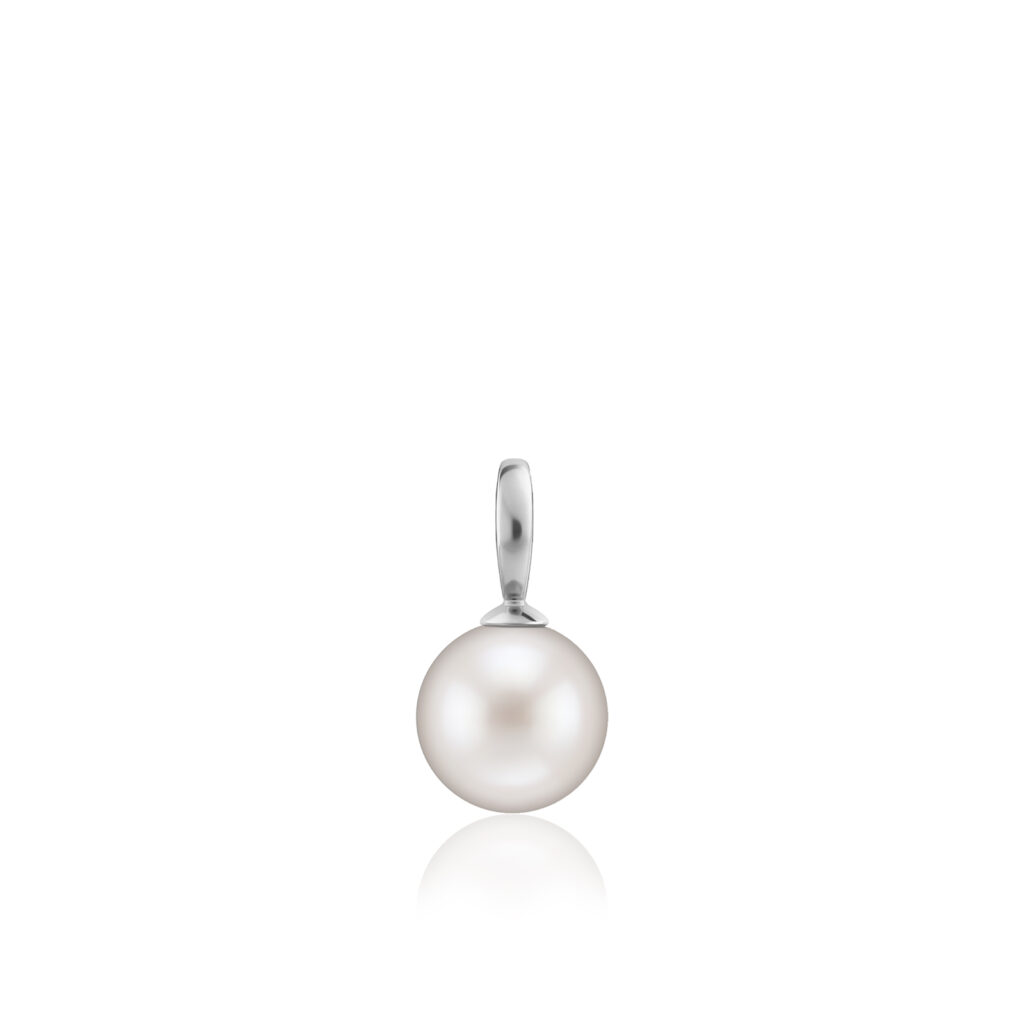 10mm White Freshwater Pearl Pendant - 14K White Gold Hawaiian Jewelry