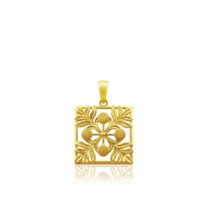 Hawaiian Quilt Pendant - 14K Yellow Gold Hawaiian Jewelry