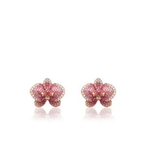 Ombre Orchid Latchback Earrings in Rose Gold - 14K Rose Gold Hawaiian Jewelry