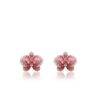 Ombre Orchid Latchback Earrings in Rose Gold