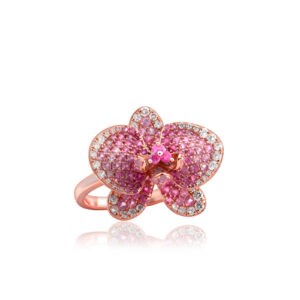 Ombre Orchid Ring in Rose Gold - 14K Rose Gold Hawaiian Jewelry