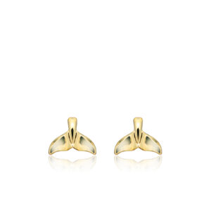 Mini Gold Whale Tail Earrings - 14K Yellow Gold Hawaiian Jewelry