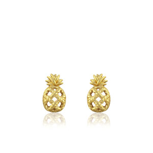 Mini Pineapple Stud Earrings - 14K Yellow Gold Hawaiian Jewelry