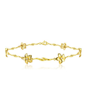 Plumeria Vine Bracelet 7mm - 14K Rose Gold Hawaiian Jewelry