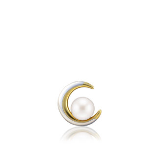 Two Tone Moon Pendant with 7mm White Freshwater Pearl