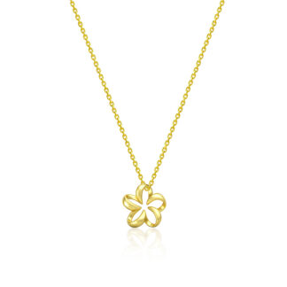 Floating Plumeria Charm Necklace with 13" Cable Chain