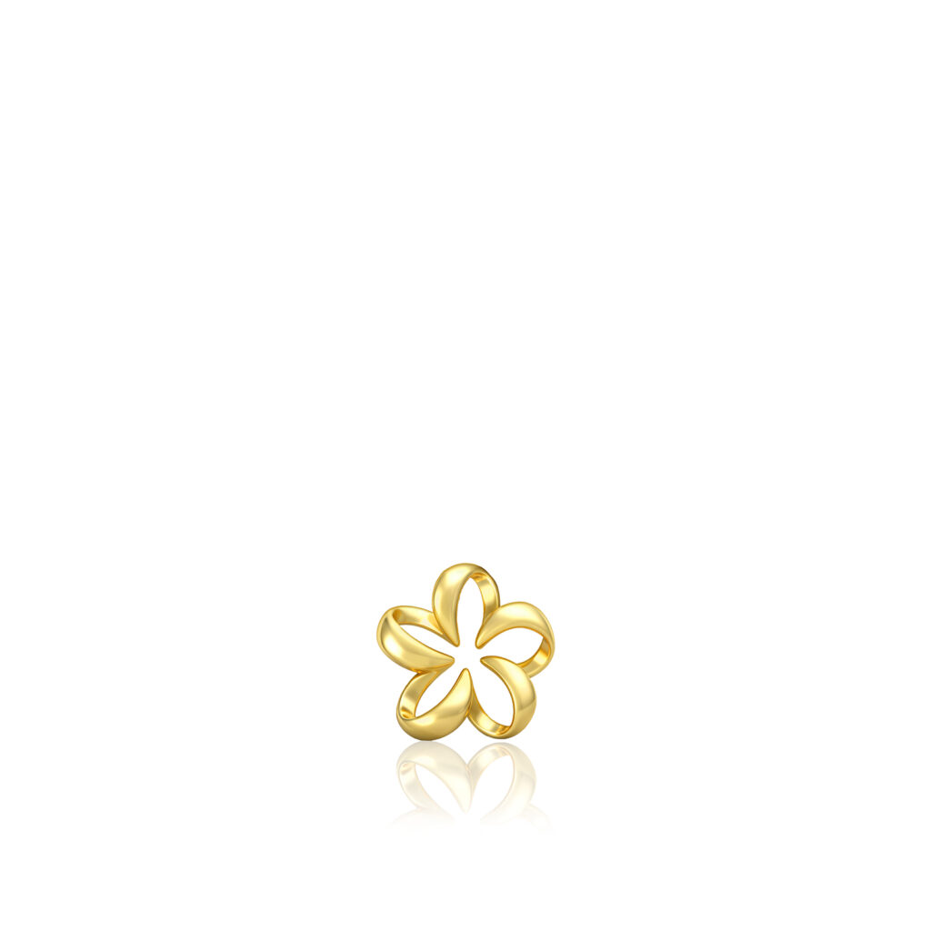 Floating Plumeria Pendant 10mm - 14K Yellow Gold Hawaiian Jewelry
