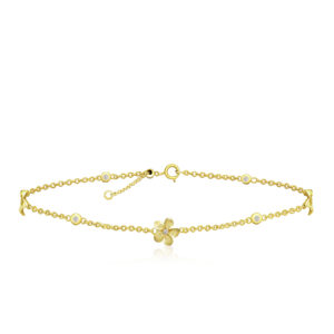 Adjustable Diamond Plumeria Bracelet in Yellow Gold 6mm - 14K Rose Gold Hawaiian Jewelry