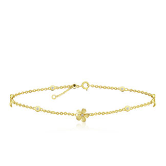Adjustable Diamond Plumeria Bracelet in Yellow Gold 6mm