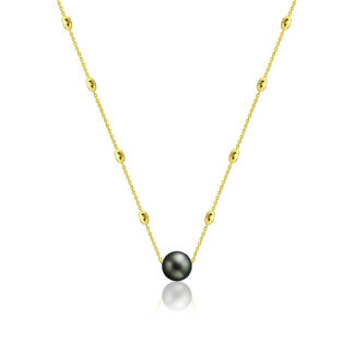 9mm Tahitian Black Pearl Pendant with Adjustable Ovalina Chain