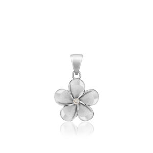 Silver Plumeria Diamond Pendant