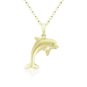 Gold Keiki Dolphin Necklace - 14K Yellow Gold Hawaiian Jewelry