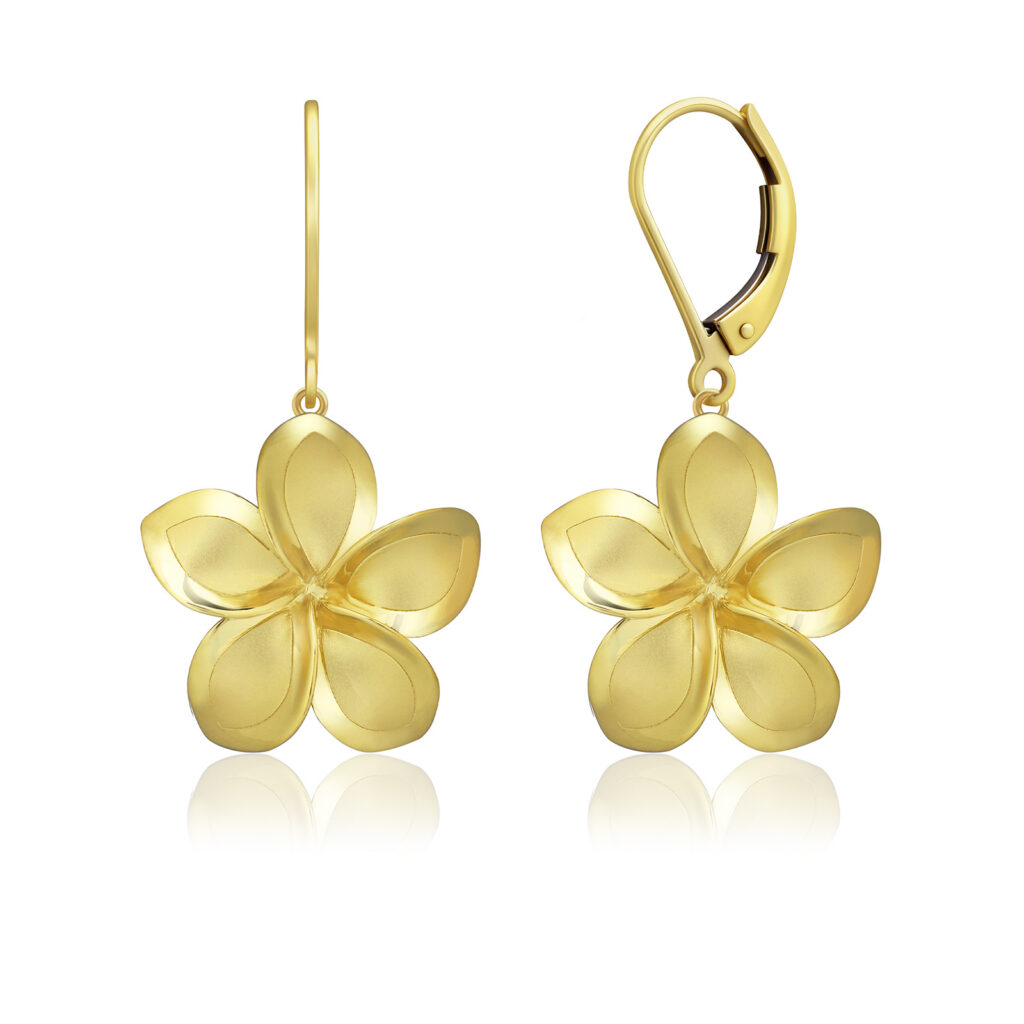 Plumeria Leverback Earrings 18mm