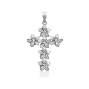 Diamond Plumeria Cross Pendant