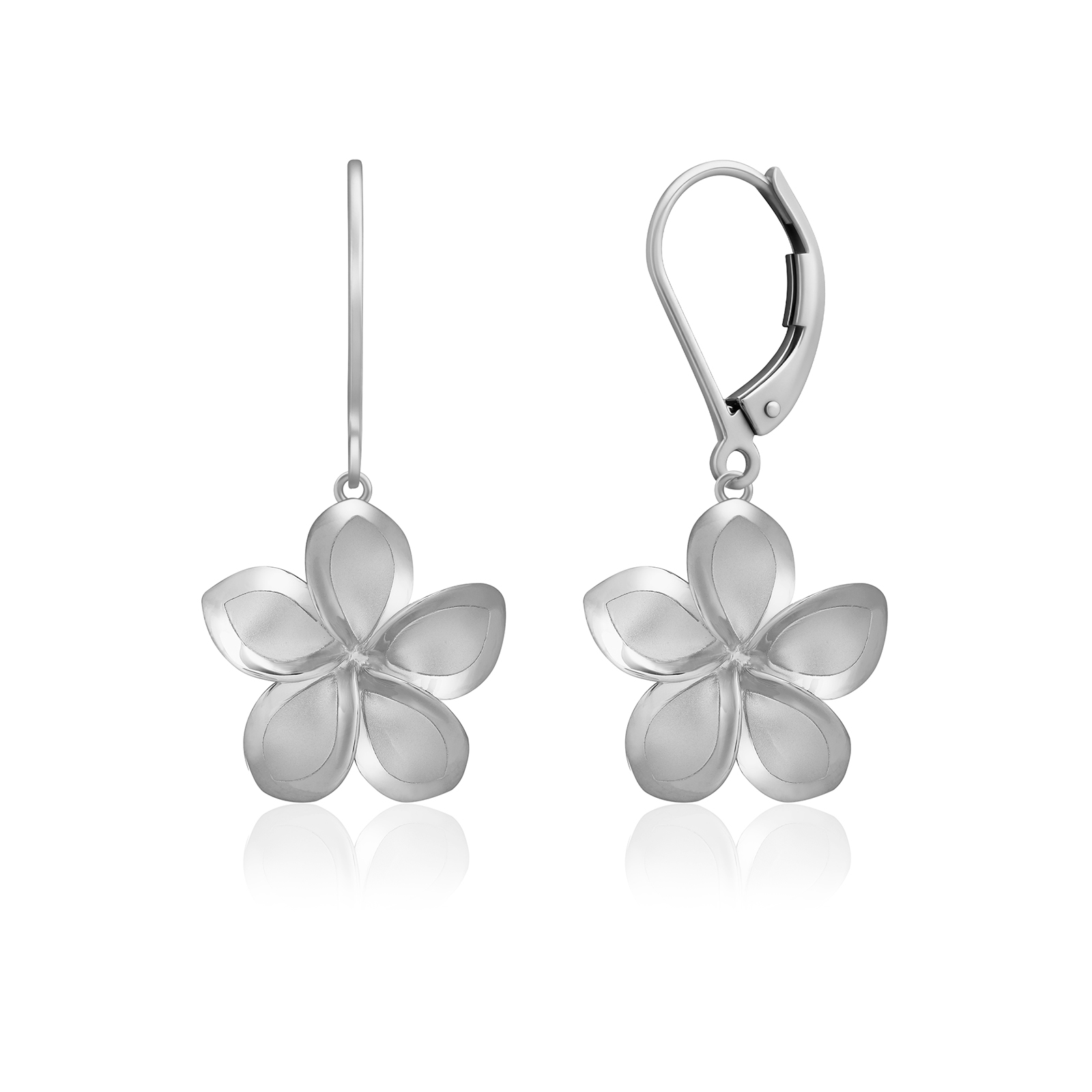 Plumeria Drop Earrings 14K Gold 15mm - Honolulu Jewelry Company