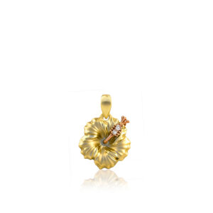 Two Tone Hibiscus Pendant With Diamonds