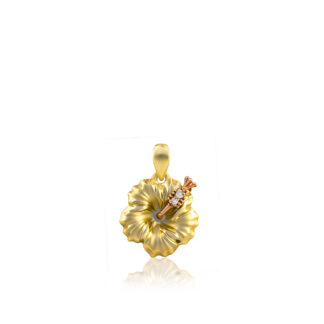 Two Tone Hibiscus Pendant With Diamonds