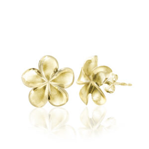 Queen Plumeria Stud Earrings 14mm