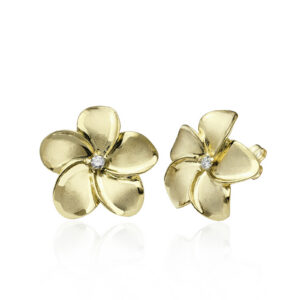 Plumeria Diamond Stud Earrings