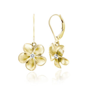 Queen Plumeria Diamond Leverback Earrings 10mm