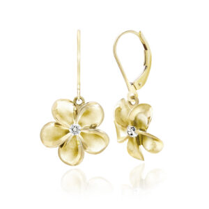 Queen Plumeria Diamond Leverback Earrings 12mm