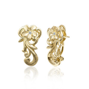 Queen Emma Plumeria Link Clip Diamond Earrings