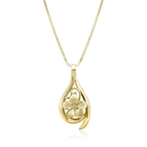 Plumeria Diamond Drop Pendant
