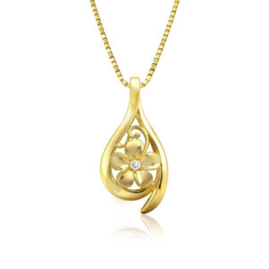 Plumeria Diamond Drop Pendant