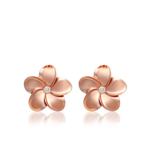 Plumeria Diamond Stud Earrings