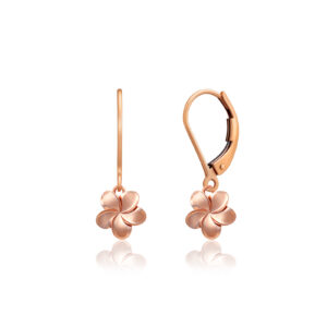 Queen Plumeria Drop Earrings 14K Gold 8mm