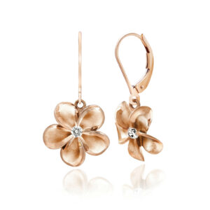 Queen Plumeria Diamond Leverback Earrings 10mm