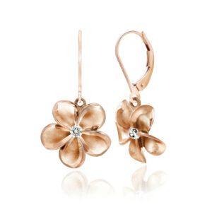 Queen Plumeria Diamond Leverback Earrings 12mm