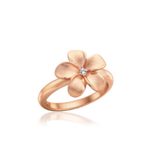 Queen Plumeria Diamond Ring 14K Gold 12mm