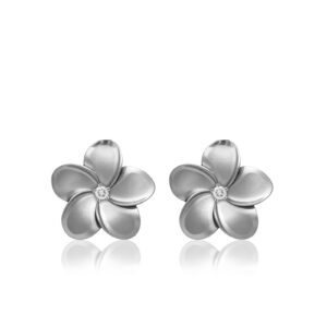 Plumeria Diamond Stud Earrings
