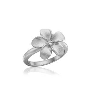 Queen Plumeria Diamond Ring 14K Gold 10mm