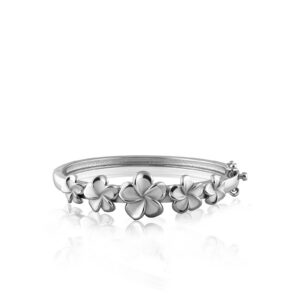 Children's FIve Plumeria Sterling Silver Bangle