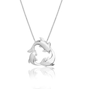 Dolphin Circle Silver Pendant