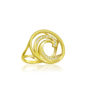 Lustrous Diamond Wave Ring Gold 0.09ct