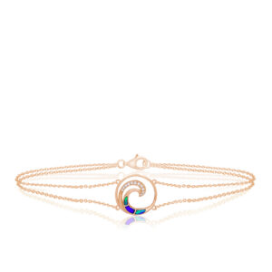 Blue Opal Lustrous Diamond Wave Chain Link Bracelet