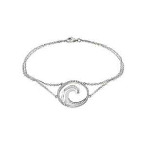 Deluxe Lustrous Diamond Wave Chain Link Bracelet White Gold