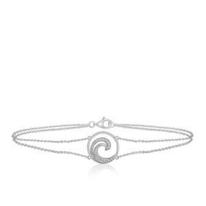 Deluxe Lustrous Diamond Wave Chain Link Bracelet White Gold