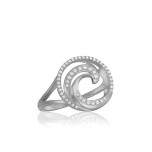 Deluxe Lustrous Diamond Wave Ring 15mm