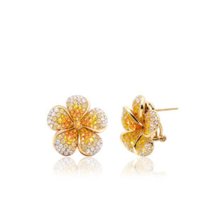 Ombre Plumeria Earrings 21mm 14K Gold
