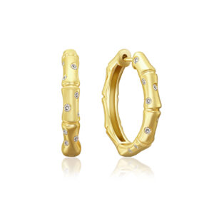 Bamboo Diamond Hoop Earrings