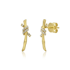 Bamboo Knot Diamond Stud Earrings
