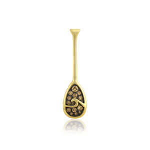 Gold Wave Paddle Pendant with Koa Diamonds
