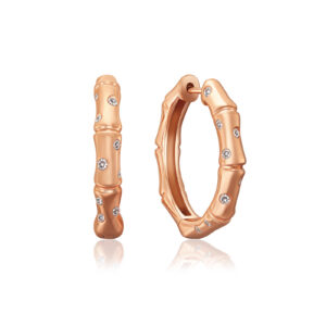 Bamboo Diamond Hoop Earrings