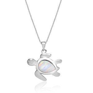 Turtle Sterling Silver Pandent with White Opal